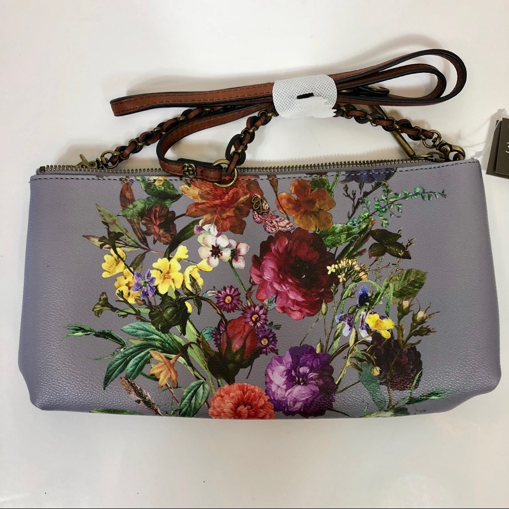 Elliott Lucca | NWT Gray Floral 3 Way Carry Bag